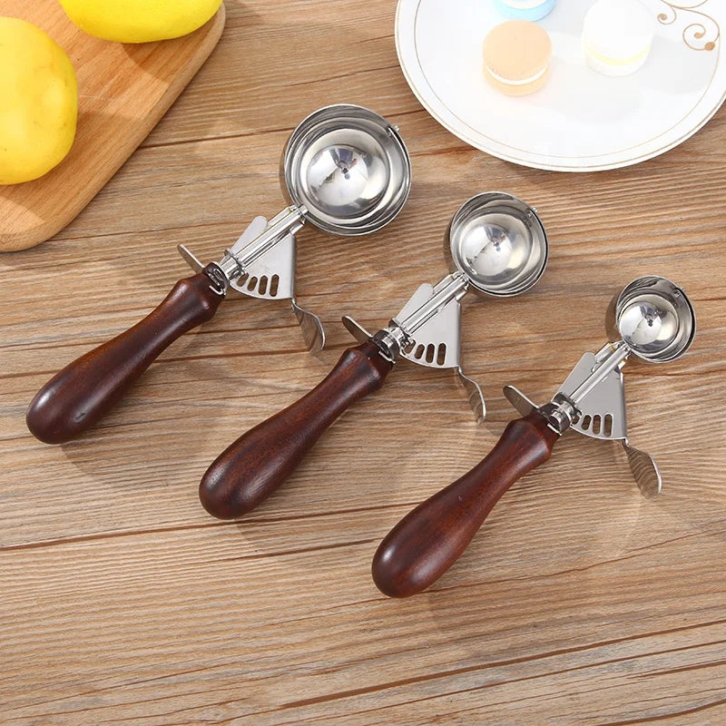 Ice Cream Spoons Stainless Steel With Trigger Cookie Scoops Set