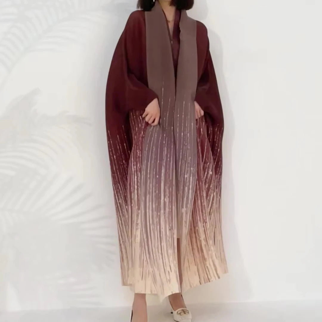 New Design Split Gradient Elegant Scarf Plus Free Size Midi Length Autumn Women Coat