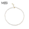 Fashion Baroque Pearl 5-6mm Sterling Silver Clasp Beaded Pearl Choker Necklace