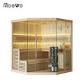 Roewebath Canadian Hemlock Wooden Dry Sauna Big Size 6 Persons Indoor Sauna Room Corner Sauna Cabin