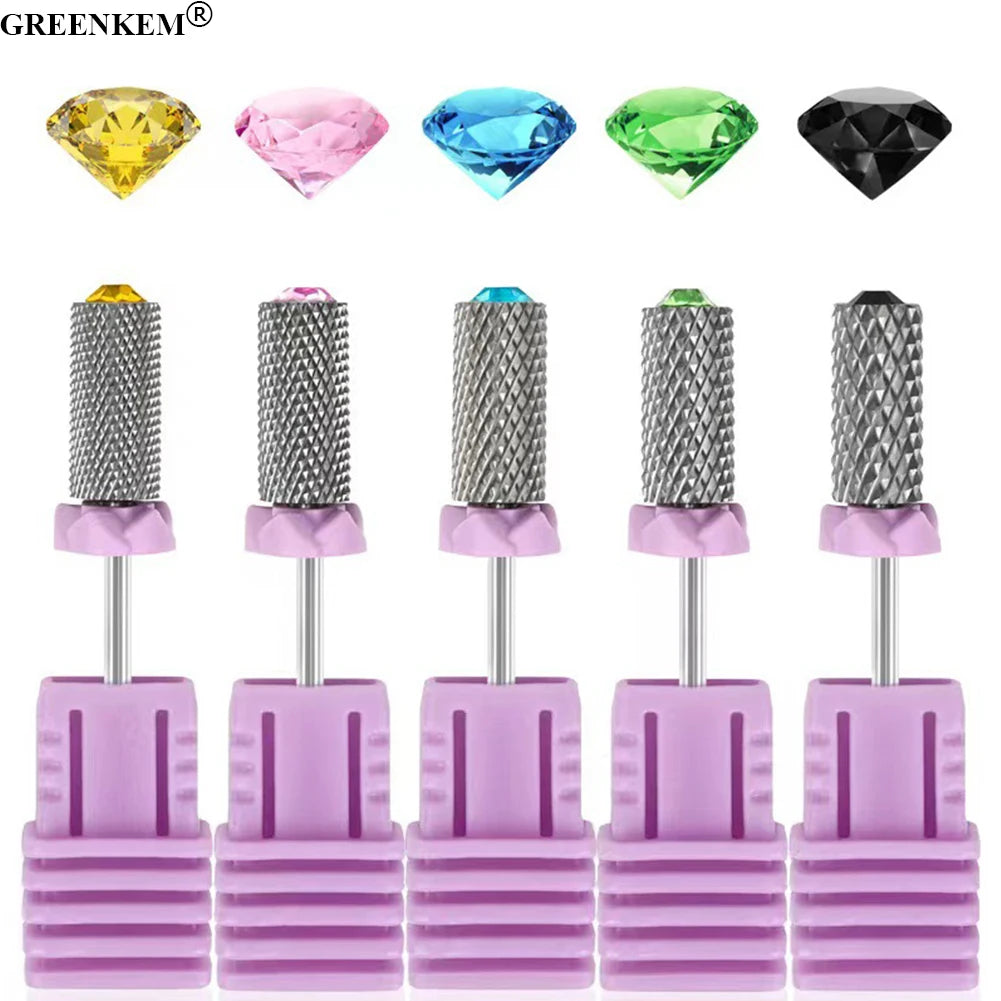 Wholesale Colorful Tungsten Steel Diamond Super Long Tapered Nail Drill Bits Pana 5 in 1 Safety Nail Drill Bit