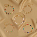 Exquisite Colorful Heart&Eye Bracelet for Women Charm Crystal Zircon Metal Chain Bracelets Party Birthday Jewelry Gift