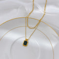 Stainless Steel Necklaces Black Exquisite Square Pendant Choker Chains Fashion Multilayer Necklace for Women Jewelry Party Gifts