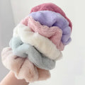 Purple Scrunchie Blue Scrunchies INS Lovely Fancy Solid Color Matte Faux Rabbit Fur Plush Fluffy Scrunchies