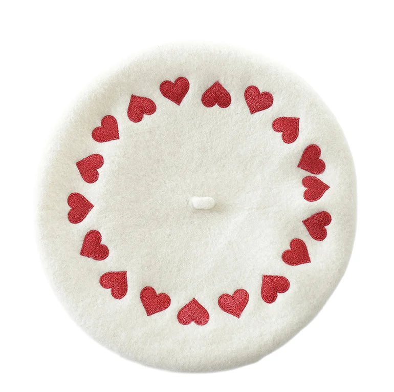 Promotional Custom Embroidered Logo Image Style Casual Wool Beret Hats for Women