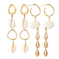 Wholesale Bohemia Ins Conch Earrings Jewelry Gold Plated Pearl Natural Boyemian Shells Earrings for Women