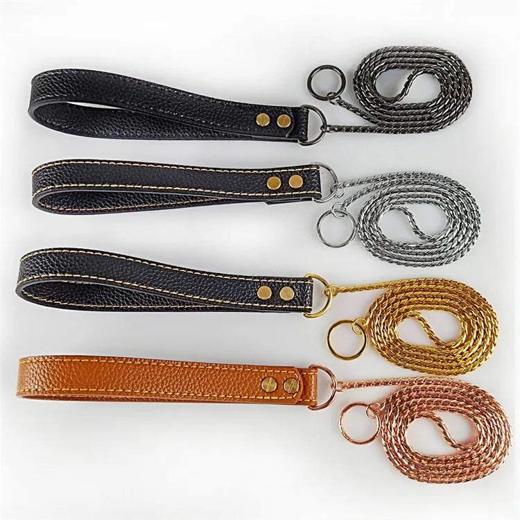 Hot Sale Dog Leash and Collar Fashion Amazing Pets Traction Dog Strong Durable Stainless Steel  Pets Leash