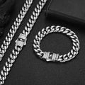 NUOYA 12mm Stainless Steel Cuban Link Chain Hip Hop Necklace Iced Out Clasp Custom Logo Cuban Link Necklace Fine Jewelry for Men