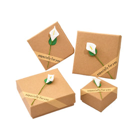Custom Brown Cardboard Paper Small Kraft Paper Jewelry Gift Box Packaging With Paper Bag