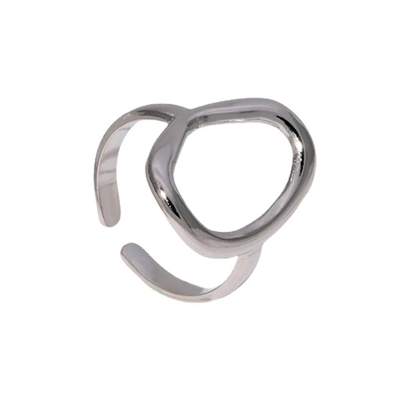 BM Trendy Silver Stainless Steel Hollow Rings Non-Tarnish Geometric Design Gold Plated Jewelry