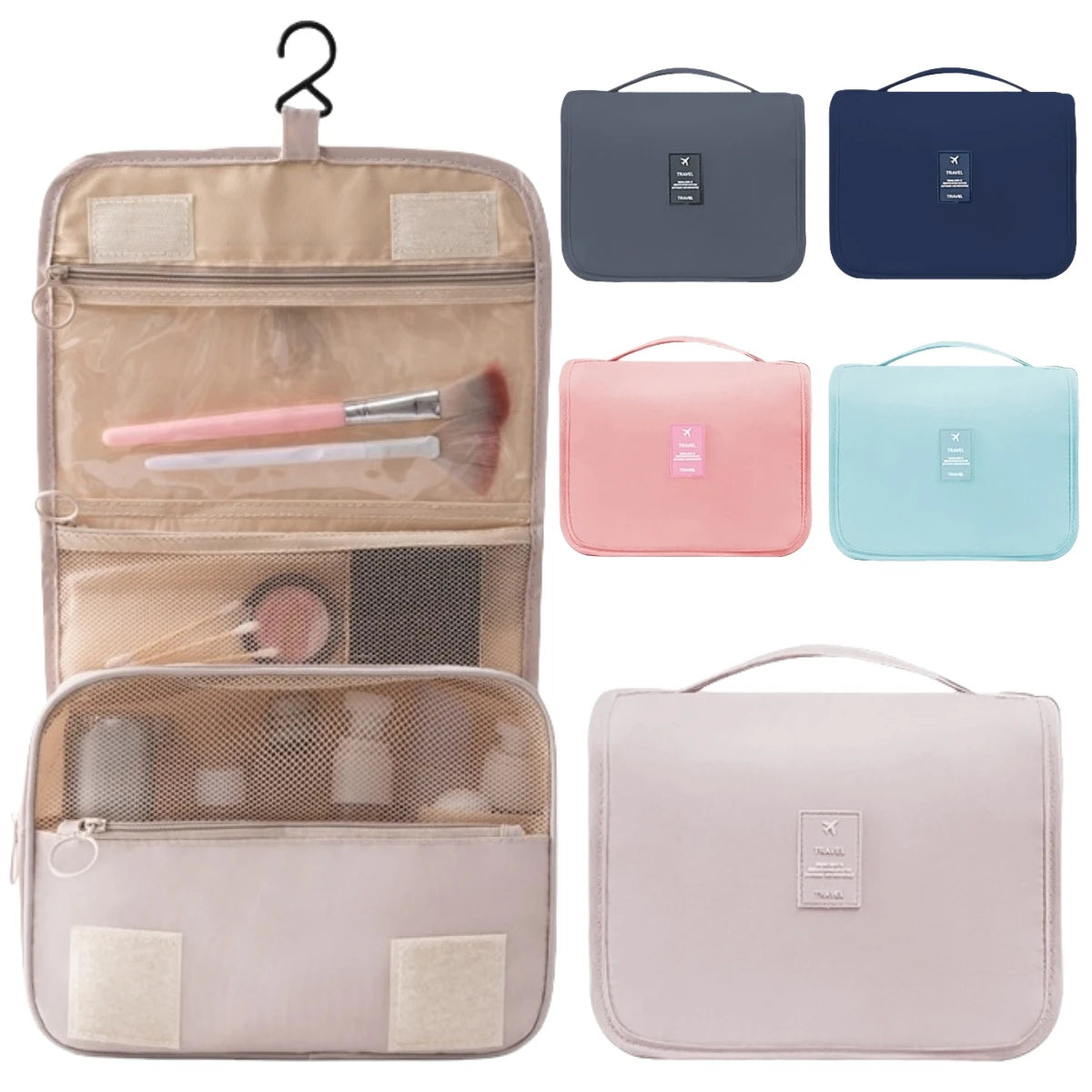 Quality Travel Makeup Bags Women Waterproof Cosmetic Bag Toiletries Organizer Hanging Dry and Wet Separation Storage Bag High