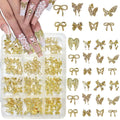 Wholesale 12-Gird Butterfly Rose Nail Art Decorations Golden Alloy Bow & Nail Charms Stickers & Decals