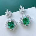 CAOSHI High Quality Luxury Flowers Design Green Crystal Wedding Earring for Silver Plated CZ Pendant Earrings for Women Jewelry