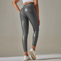 Wholesale Fashion Women's High Waisted Scrunch Butt Leather Pants Plus Size Black Skinny Fitness Sports Design for Winter