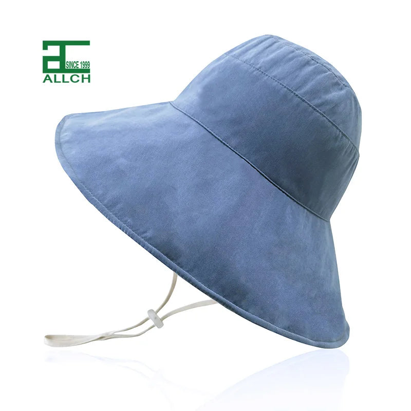 ALLCH Women's Casual Packable Reversible Cotton Canvas Fisherman Bucket Hat 15cm Wide Brim Summer Sun Protection Durable Fishing