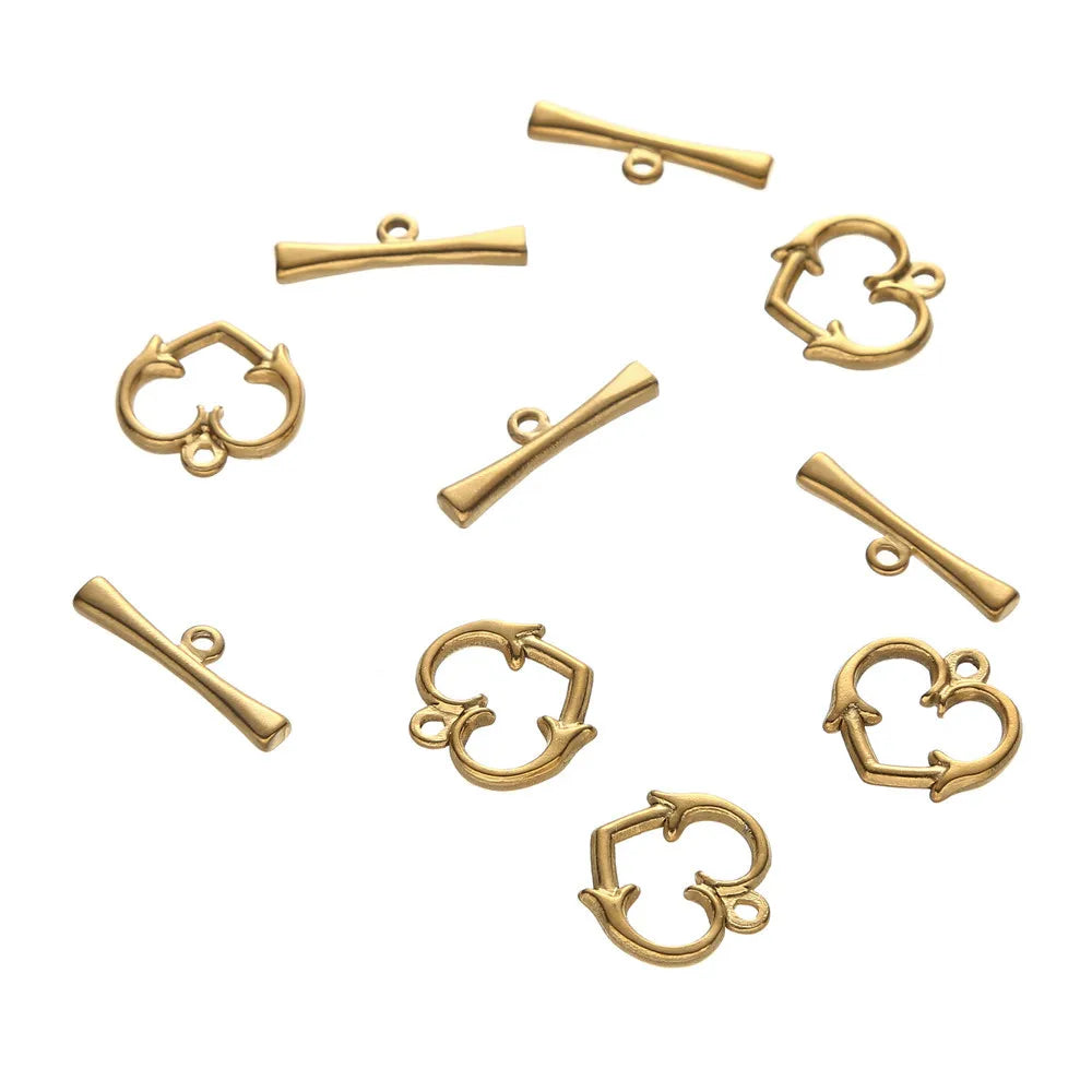 Heart Gold High Quality Stainless Steel OT Clasps Connectors for DIY Bracelet Necklace Jewelry Findings Making Accessories