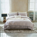 French Style Purple Solid Color Lyocell Cotton 4pcs Comforter Duvet Cover Lace Bedding Set Supplier