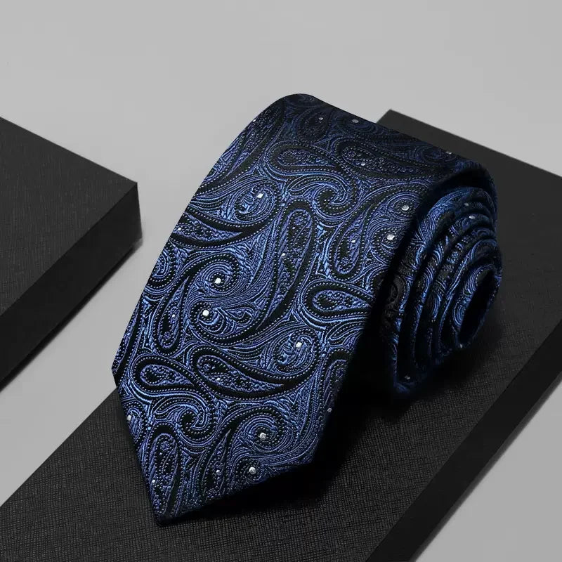 Brand Cravate Homme 100% Silk Paisley Woven Tie Anti-Salissures Long Elegant Handmade Gift Box Luxury Classic
