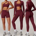 2025 New Women's Gym 5pcs Set Yoga Leggings Sports Shorts Seamless Jacket  Top High Waisted Pants Quick Dry  Bra Seamless Sleeve