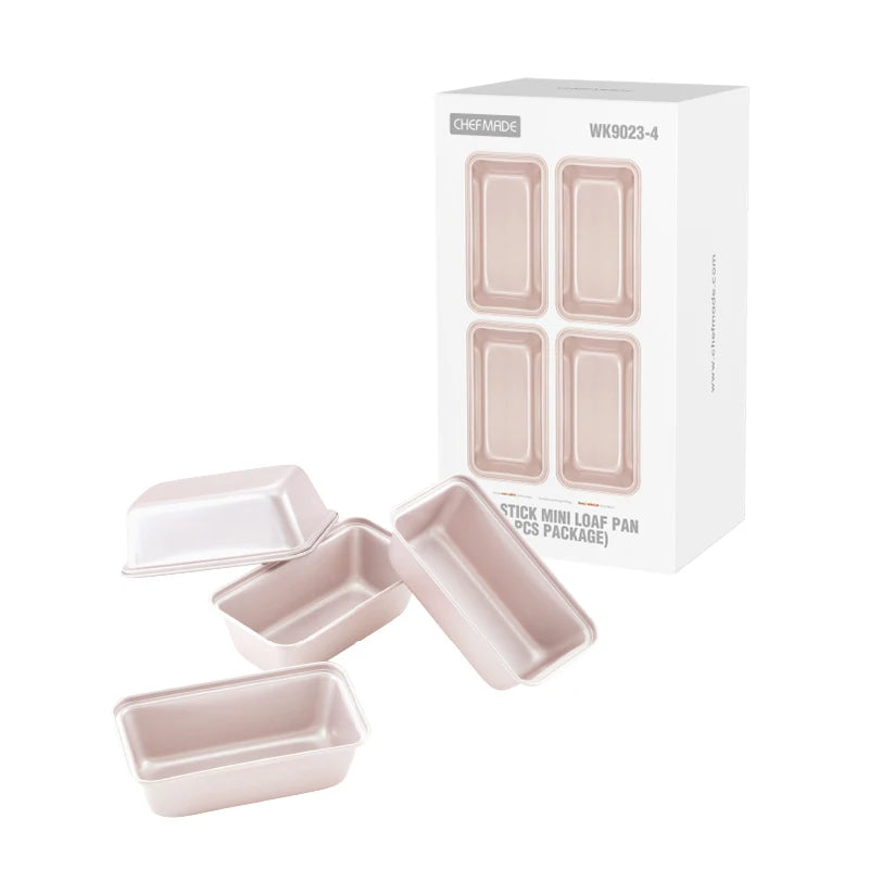 CHEFMADE WK9023-4 Carbon Steel Bakeware 4Pcs/set Non-Stick Rectangle Bread Mini Loaf Pan Set for Oven Baking