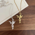 925 Sterling Silver Gold Plated Jewelry Angel Pendent Chain Necklace for Women