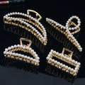 Wholesale Vintage Classic Hair Clamp Geometrical Pearl Decoration Metal Hair Claw Clip for Women Hair Fixed Accessories