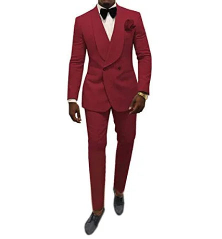 Men's Shawl Lapel Wedding Suit Double Breasted White Elegant 2-piece Suit Engagement Party Wedding Birthday Cocktail Party