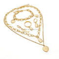 Diamond African Beads Element Plated Nigerian Valentine Jewelry Set Gold Stainless Steel Women 18K Heart 1pc/opp Bag 12 Sets