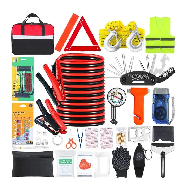 Waterproof Emergency Roadside Assistance Kit Car Safety & Survival First Aid Travel Kits