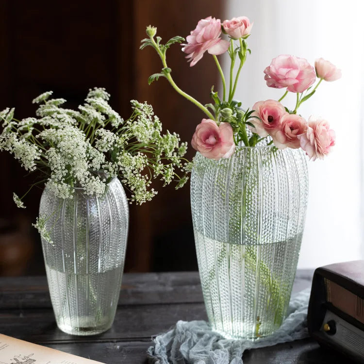 Modern Nordic Glass Flower Vase Transparent Hand Blown Eco-friendly Tabletop Vase for Home & Wedding Decor