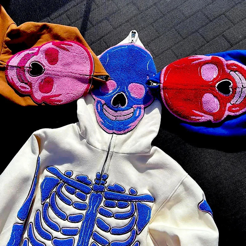 Wholesale Custom Heavyweight Logo 3d Puff Print Embroidery Zipper Cotton Streetwear Sweatshirt Full Face Zip up Hoodie