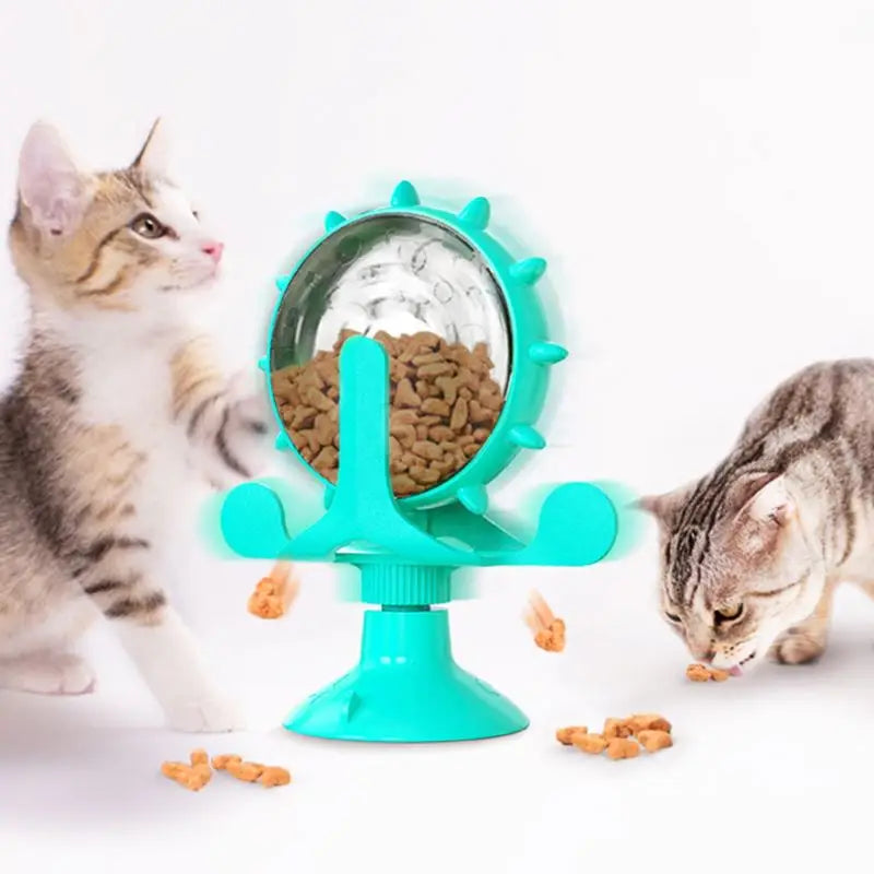 Interactive Slow Feeder Food Leakage Trainer Funny Turntable Cat Toy Made of Rubber Pet Supplies X0873