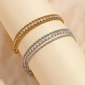 DAIHE Fashion New Three-Layer Zircon Bracelet 18k Gold-Plated Stainless Steel Bracelets for Women
