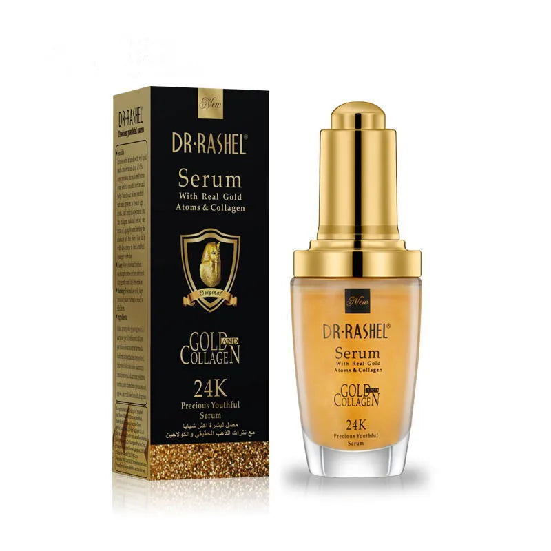 DR.RASHEL 24K Gold Face Serum Liquid Moisturizing Firming Anti-Wrinkle for Body Lightening Facial Skin Whitening