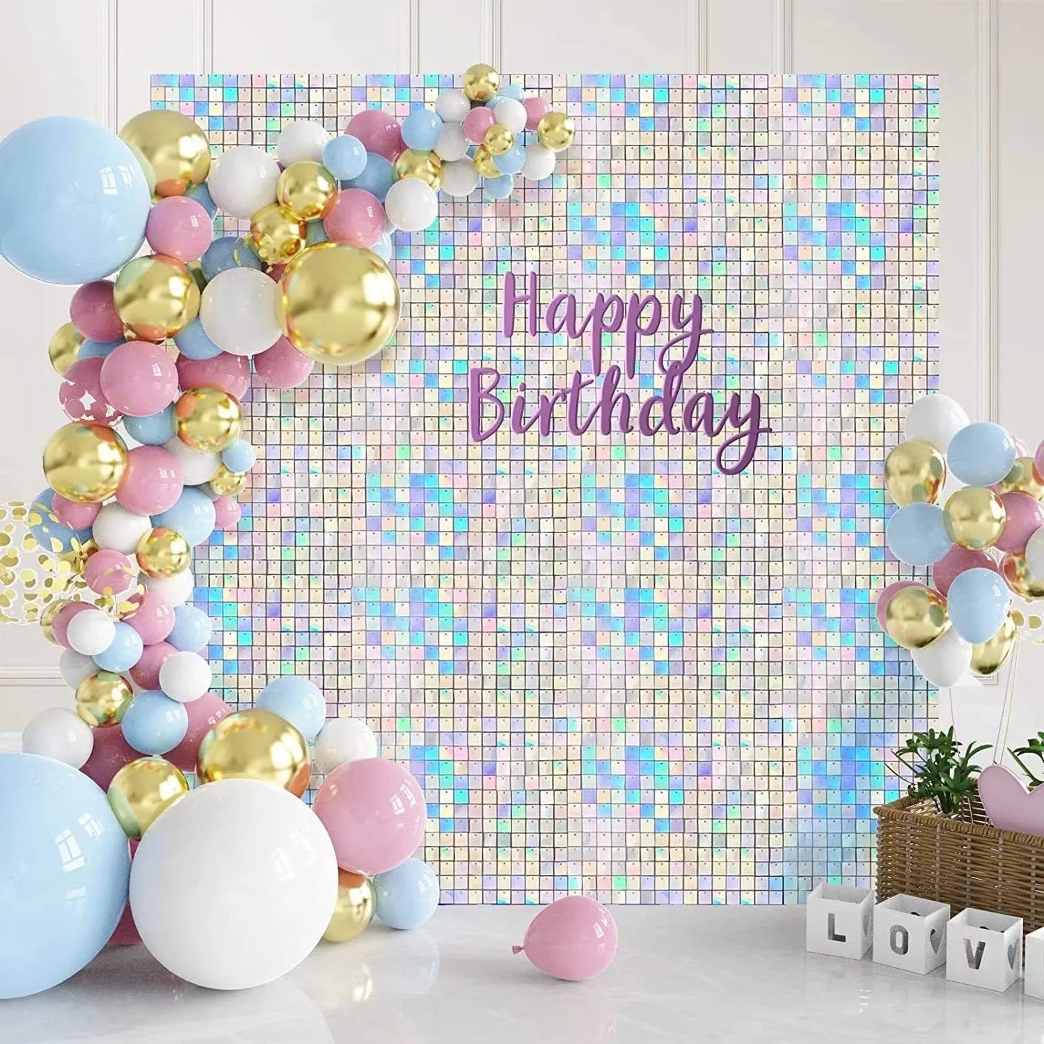 Activate 3D Shiny Shimmer Square Circle Sequins Wall Backdrop for Christmas Event Wedding Party Decoration Advertising Board