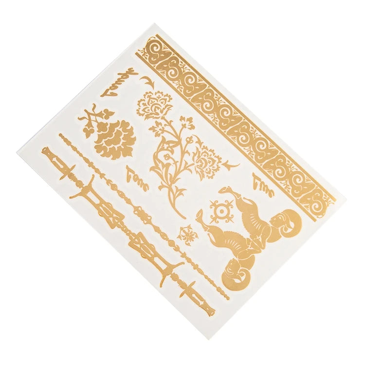 New Design Popular Waterproof Gold Metallic Women Body Flash Sticker Temporary Tattoo Stickers