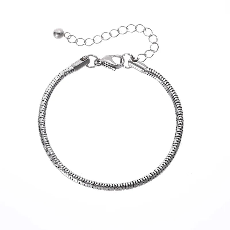 18K Gold Link Anklet Dainty Simple Flat Surface Chain Delicate Summer Beach Jewelry Bracelets Zircon Stainless Steel Trendy