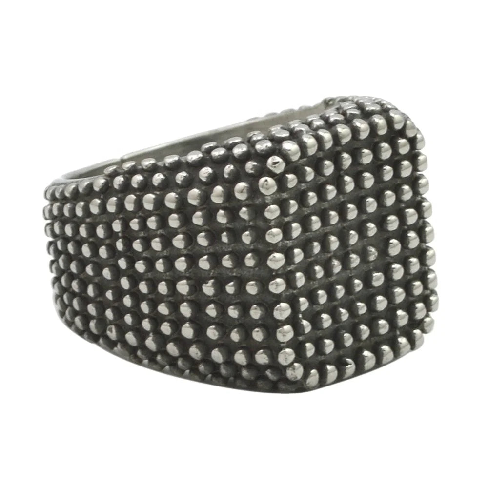 Personalized Titanium Steel Studded Men Rings Black Gun Plated Dot Square Stainless Steel Rings