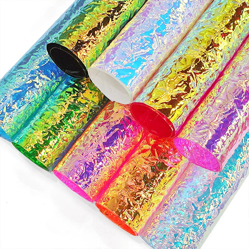 Waterproof 0.5MM Wrinkle Embossed Holographic Vinyl Fabric for Making Sport Bag