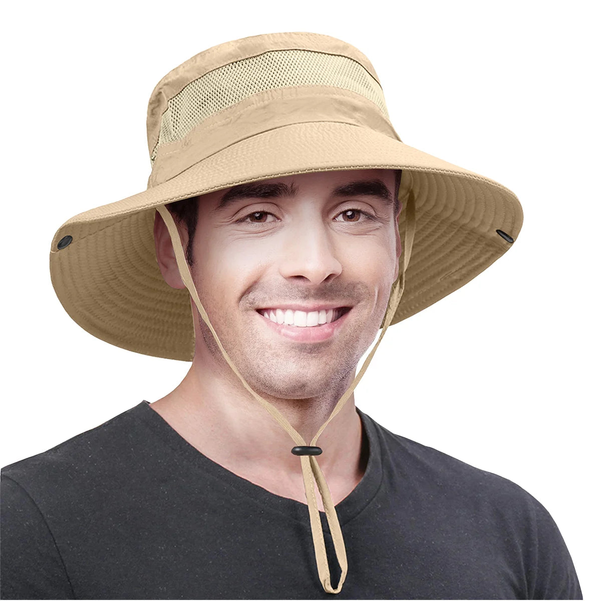 Adjustable Outdoor Boonie Fishing Hat UV Protection UPF Summer Sun Hat Wide Brim for Men/Women's Hiking Gardening Nylon Bows