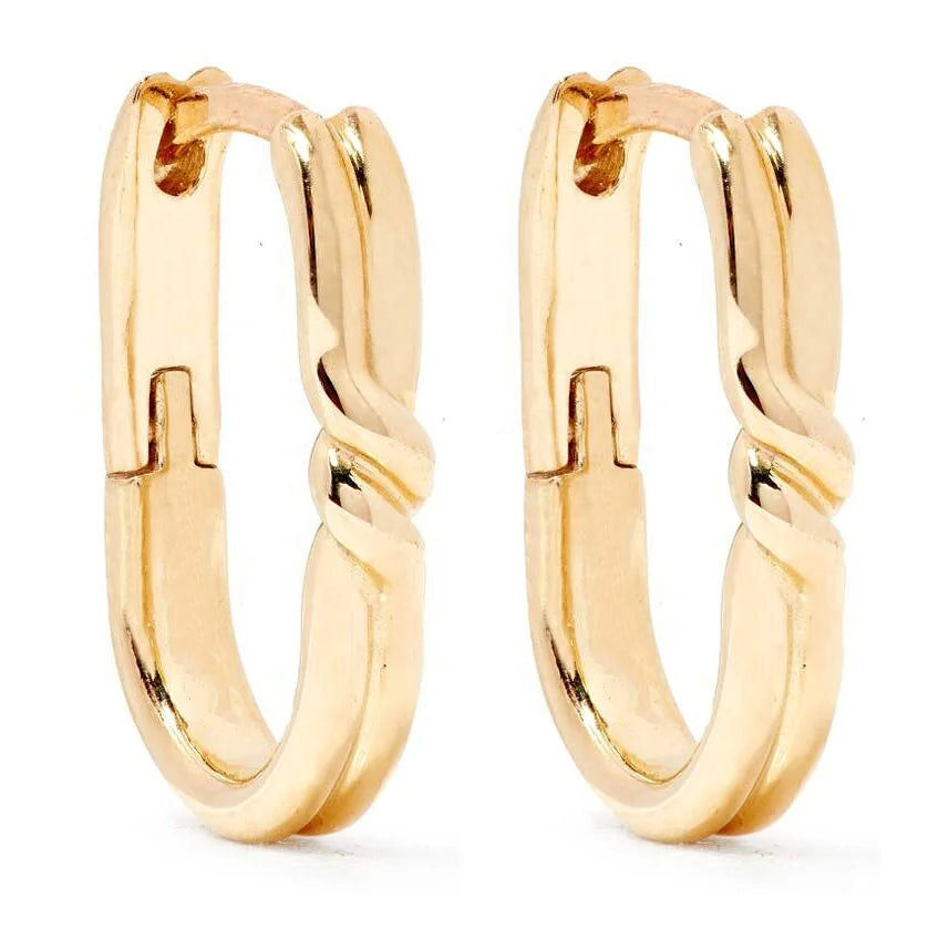 Gemnel 925 Sterling Silver Hoop Duo Twisted Huggie Solid Yellow 18k Gold Huggie Earrings