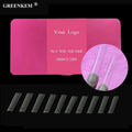 500Pcs Pink Box Clear Box Custom logo Non C Curve Coffin XXL Square With Guideline ABS Clear No C Curve Square Tips