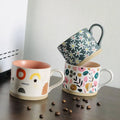 Ins Korea Stoneware Ceramic Daisy Coffee Mug Creative Graffiti Flower Retro After Tea Cup