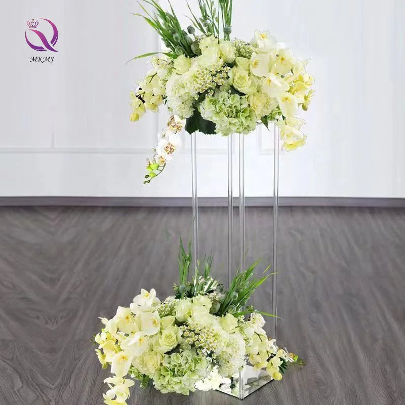 Wedding Props Crystal Road Acrylic Dessert Table Ornaments Transparent Plastic Flower Stand Cake  Runway Dream Wedding Theme