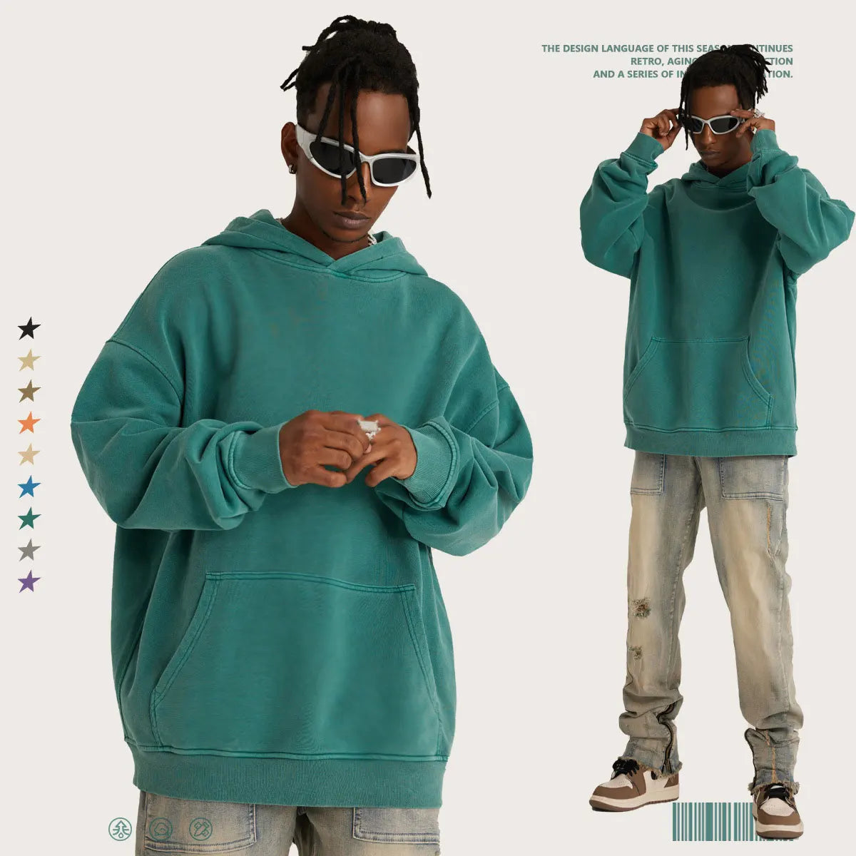 Heavyweights Acid Washed Blank Hoodie Vintage Acid Wash Hoodie Boxy Fit Blank Oversized Hoodie Wholesale Men's Clothing 2022