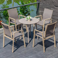Modern Luxury Aluminum Outdoor Garden Furniture Stainless Steel Patio Bistro Restaurant Table Dining Chairs Set for Hotels