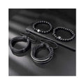 New Arrival Boho Ethnic Tribal Woven Cuff Wrap Bracelet Set Handmade Adjustable Black Braided Leather Wood Bead String Bracelets