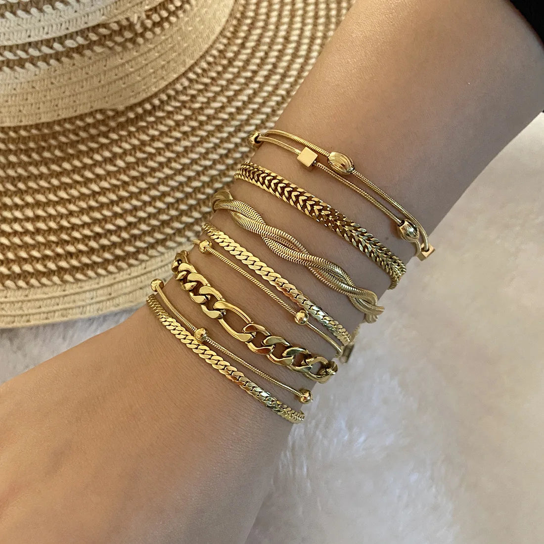 2025 Fashion 18K Gold Plated Chain Bracelet Bracelets Stainless Steel Bracelet Jewelry for Women Girls