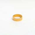 18K Gold Plated Non Tarnish & Waterproof Honeycomb Band Stainless Steel Ring for Women 18K Gold Plated Jewelry