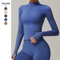 Autumn Winter Zipper Tight Running Sports Tops Breathable Fitness Jacket Women Training Quick Drying Long Sleeved Yoga Clothes